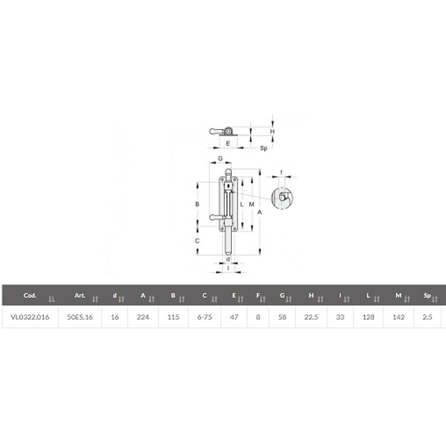 Vendita online Catenaccio Ø 16 mm. manico centrale con piastra larga art.50ES.16